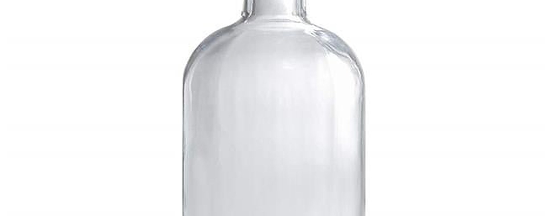 Leere Spirituosenflasche in Oslo-Form aus Klarglas mit Korkstopfen