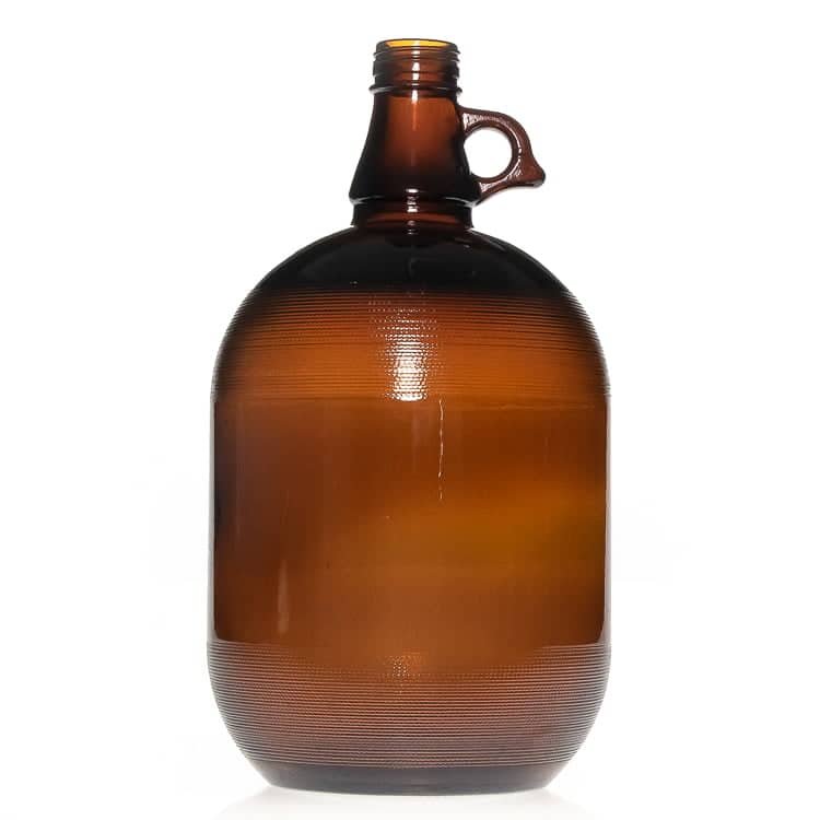 Bier-Growler aus Braunglas mit 3,79 Litern, angeformtem Henkel und goldenem Schraubverschluss