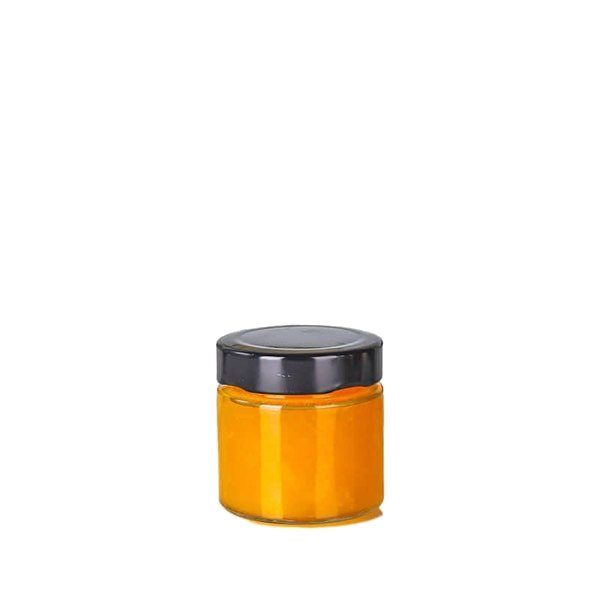 Kleines 100-ml-Glas der Serie 58 mit Honig und schwarzem Deckel