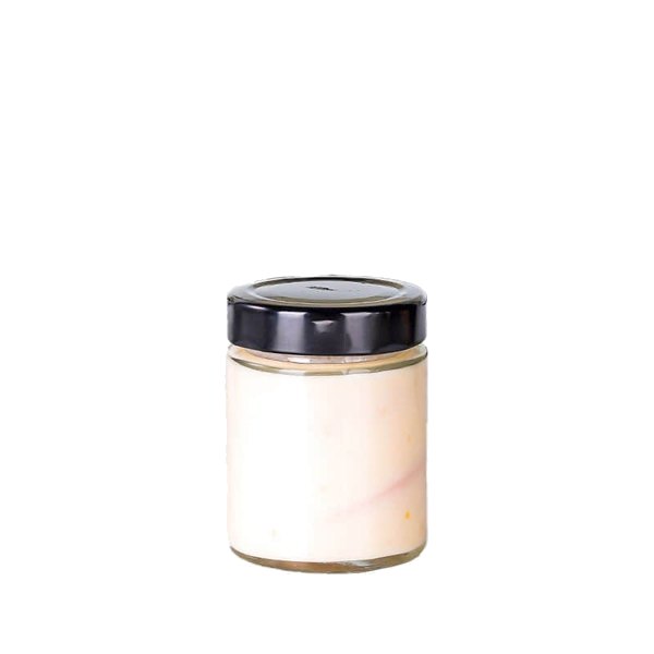 Kleines 150-ml-Glas der Serie 58 mit weißer Creme und schwarzem Deckel
