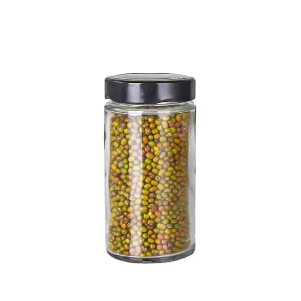 250-ml-Glas der Serie 58 mit gemischten Pfefferkörnern und schwarzem Deckel