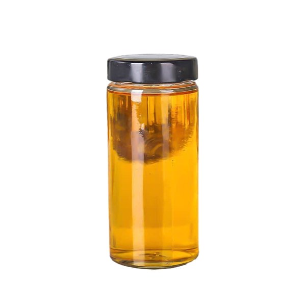 300-ml-Glas der Serie 58 mit Honig und schwarzem Twist-off-Deckel