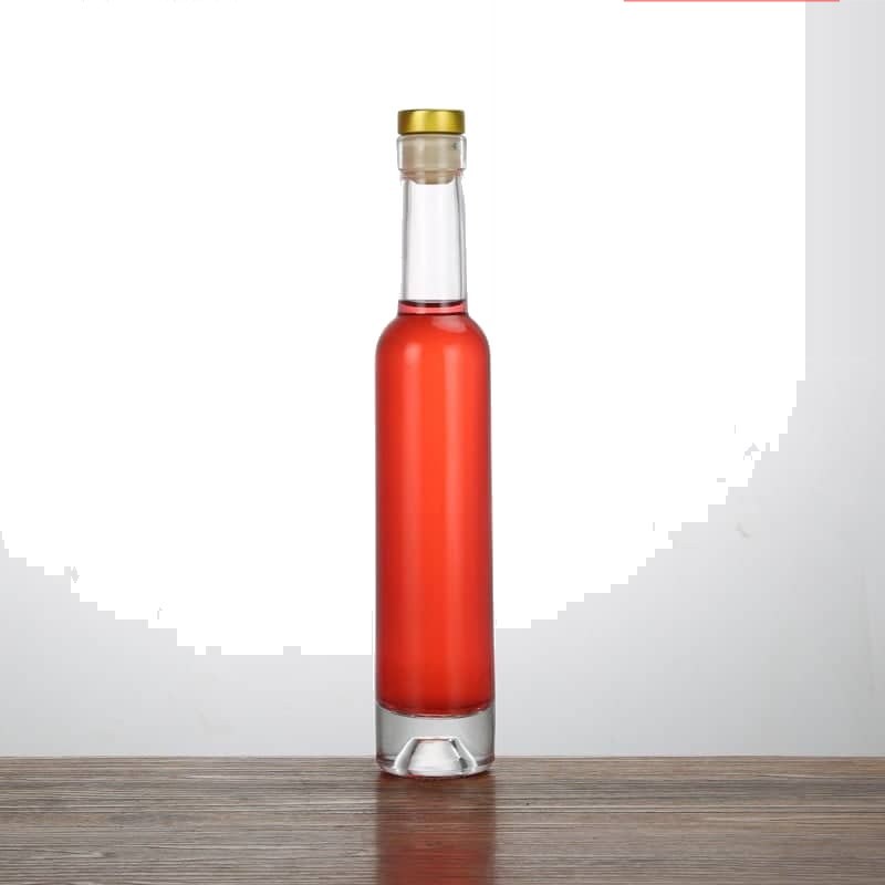 Hohe schlanke gerade Eisweinflasche, 200 ml, mit roséfarbenem Wein
