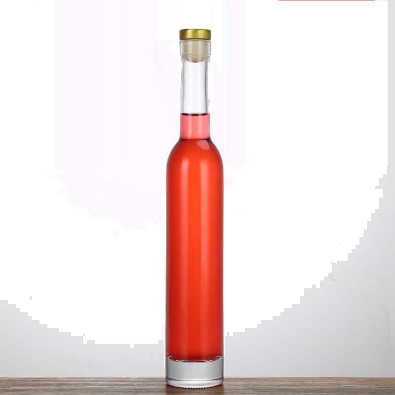 Hohe schlanke gerade Eisweinflasche, 375 ml, mit roséfarbenem Wein