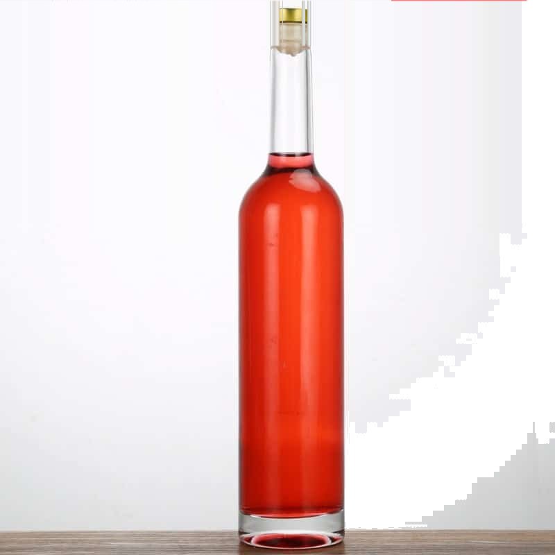 Hohe schlanke gerade Eisweinflasche, 750 ml, mit roséfarbenem Wein
