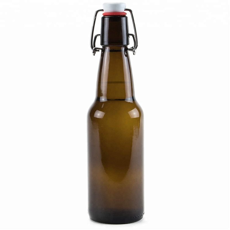 Bierflasche aus Braunglas mit Bügelverschluss, Drahtbügel und Keramikstopfen, 330 ml