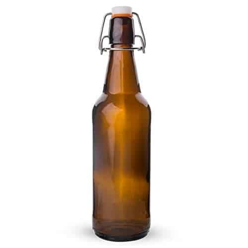 Bierflasche aus Braunglas mit Bügelverschluss, Drahtbügel und Keramikstopfen, 500 ml