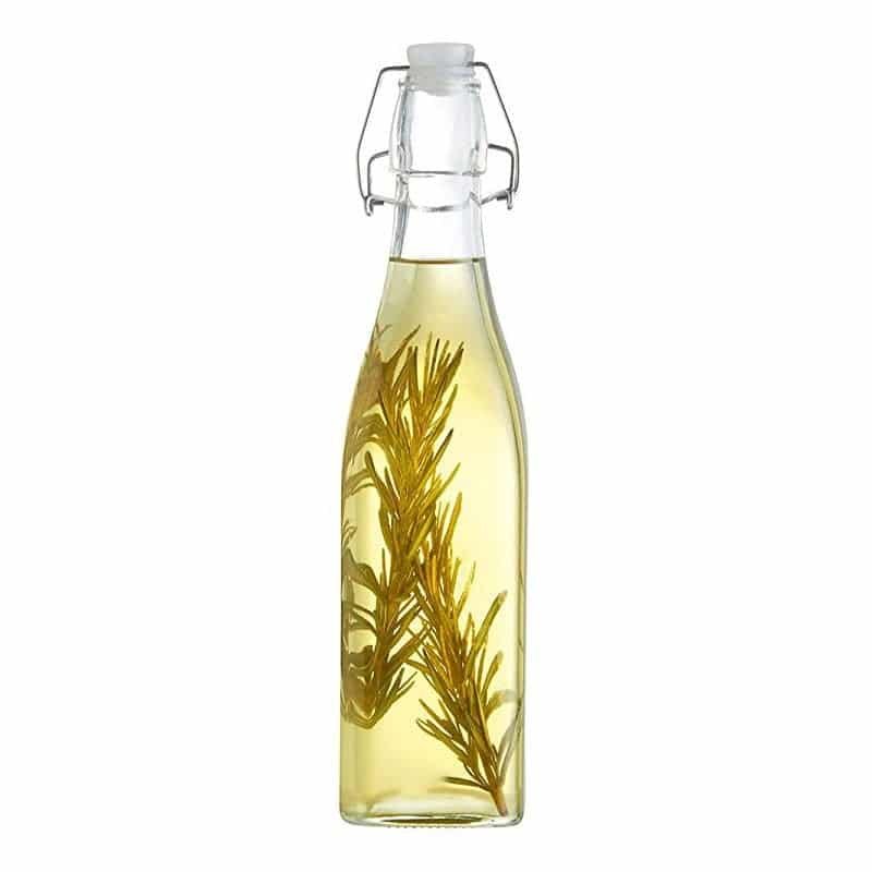 Bügelverschlussflasche aus Klarglas mit Drahtbügel und Keramikstopfen, 500 ml