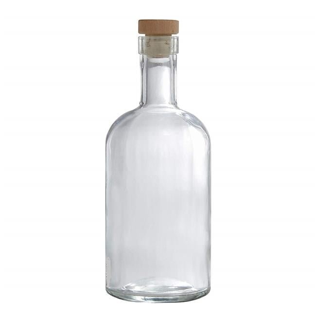 Spirituosenflasche in Oslo-Form, 1000 ml, mit Korkstopfen