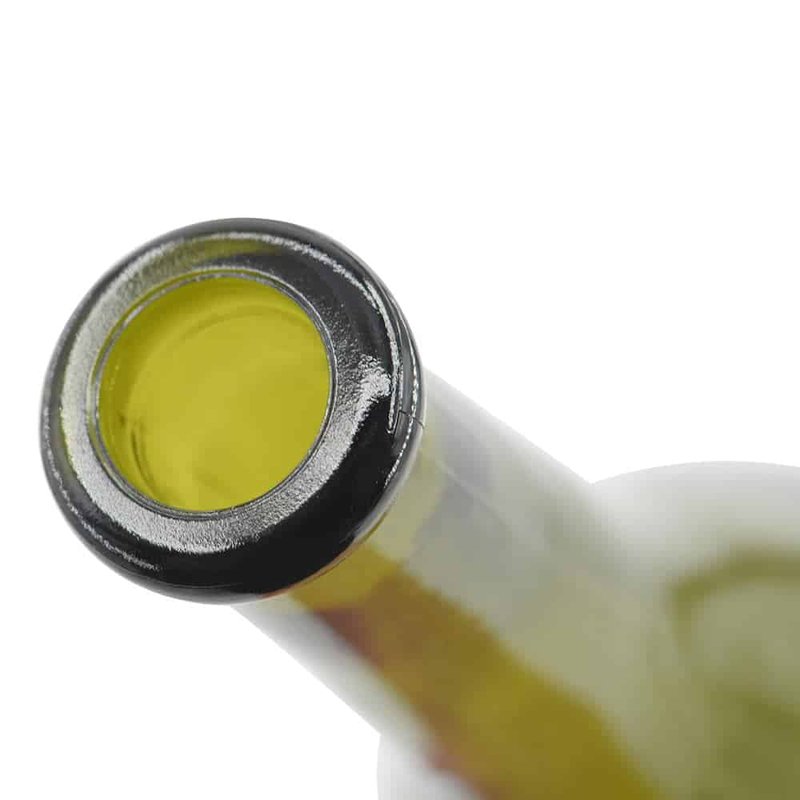 Close-up of the deep punt in the base of a sparkling wine bottle