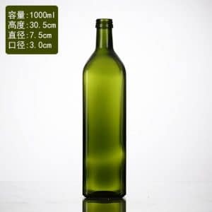 1000ml square dark green olive oil bottle