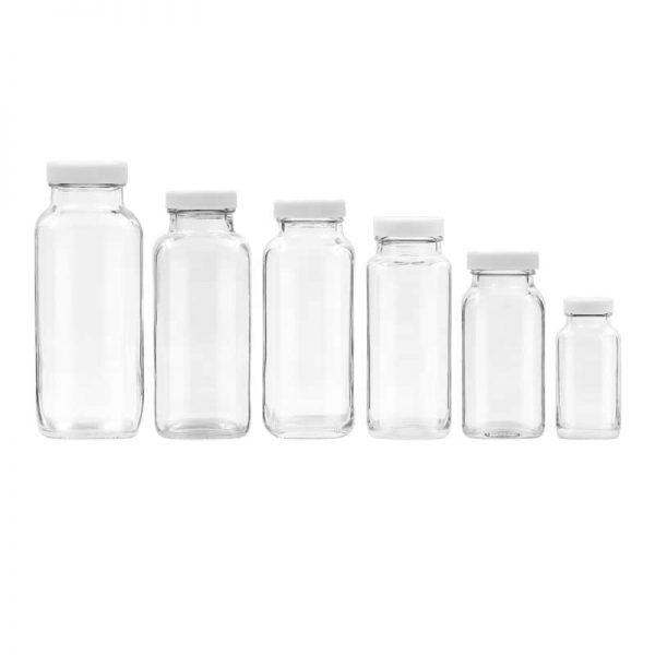 16oz french square glass bottle