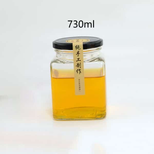 730ml square jam jar with metal lid