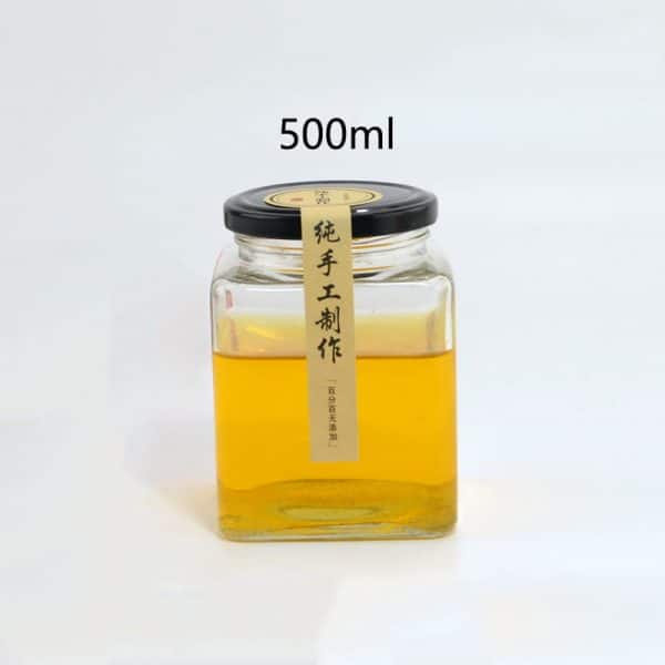 Square 500ml empty glass jam jars