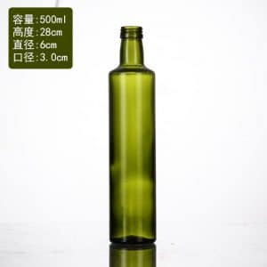 500ml round dark green olive oil bottle