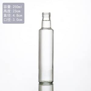 250ml round clear olive oil bottle