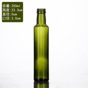 250ml round dark green olive oil bottle