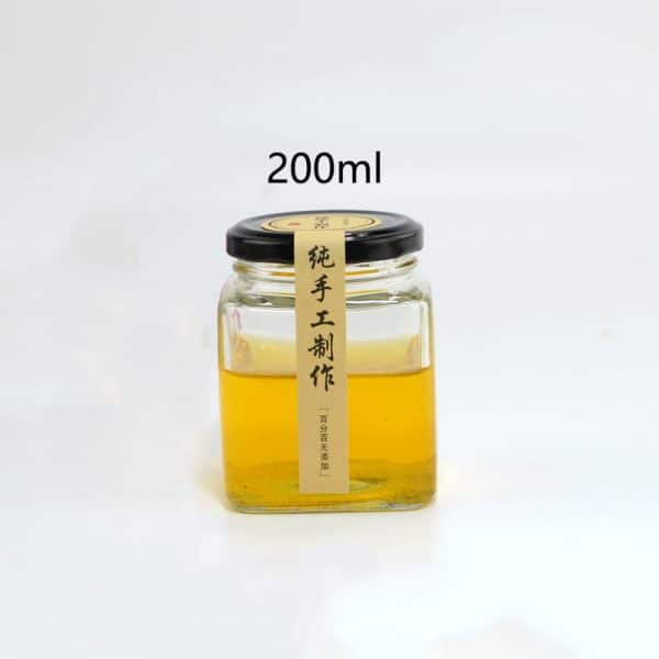 Square 200ml glass jam jar