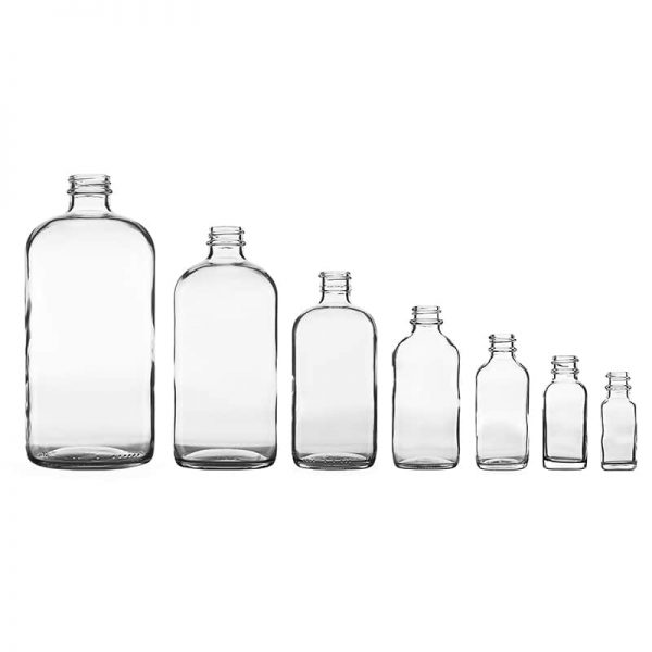 Clear Boston Round Glass Bottle