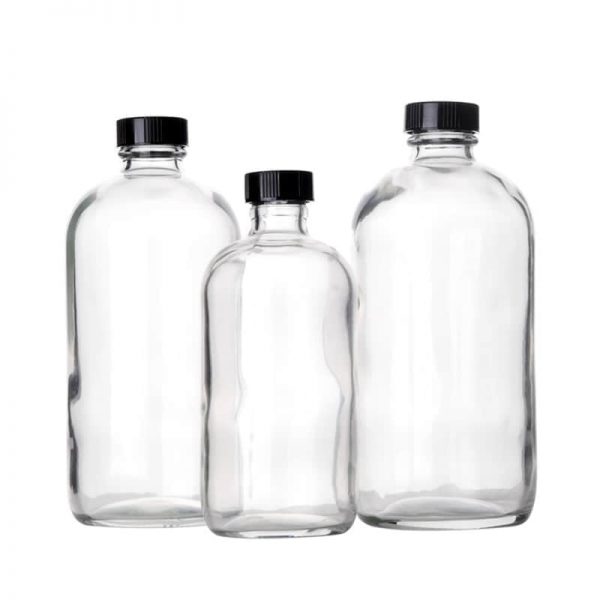 Clear Boston Round Glass Bottle