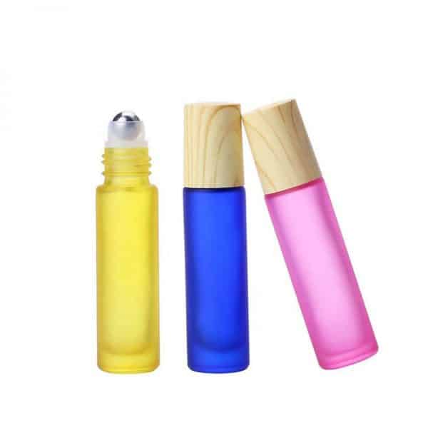 Colored Glass Roller Bottle With Bamboo Cap3