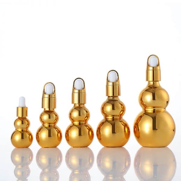 Electroplate Gold Gourd Glass Dropper Bottle