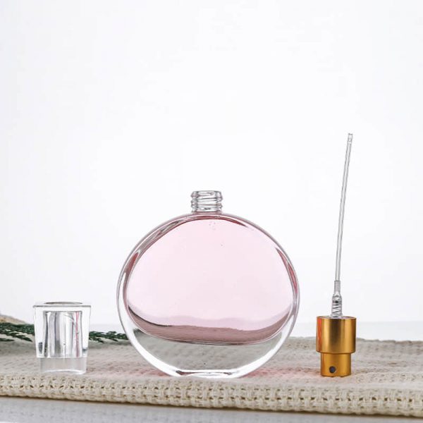 Flat Round Perfume Glass Bottle