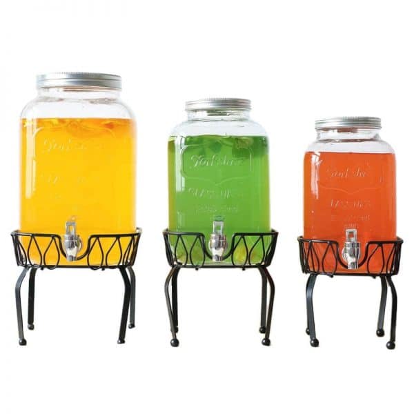 Fruit juice disposable mason jar with metal faucetv