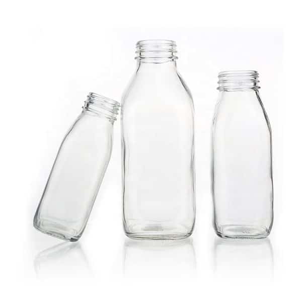 Franch Square Glass Milk Bottle without cap