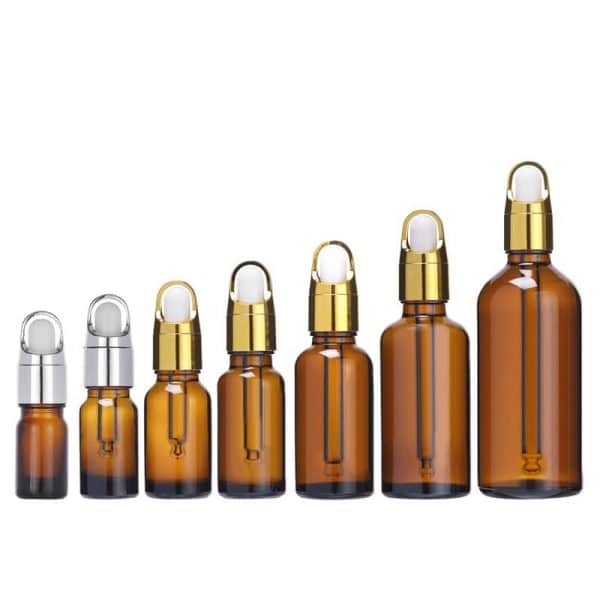 Glass Essiential Oil Bottle With Golden Dropper