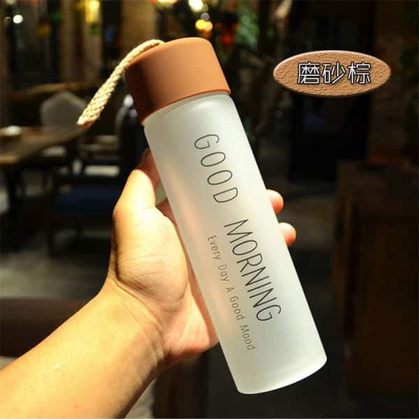 Frosted Glass Water Bottle With Plastic Lid