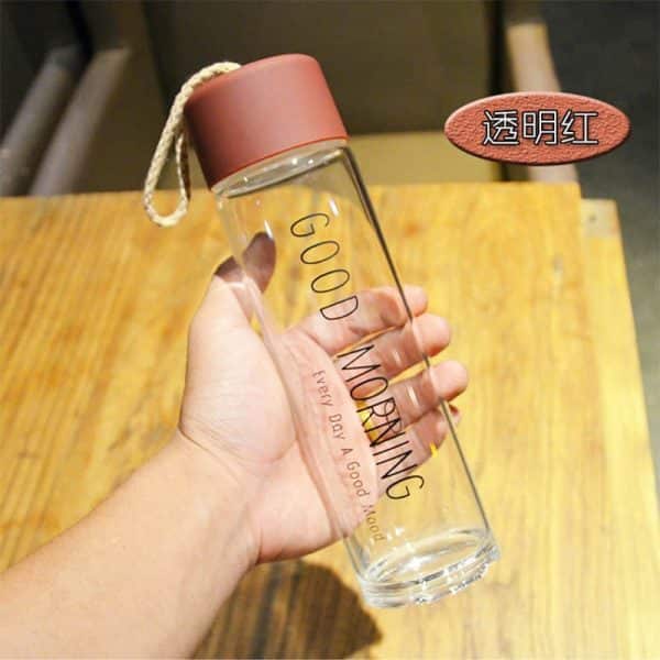 Frosted Glass Water Bottle With Plastic Lid