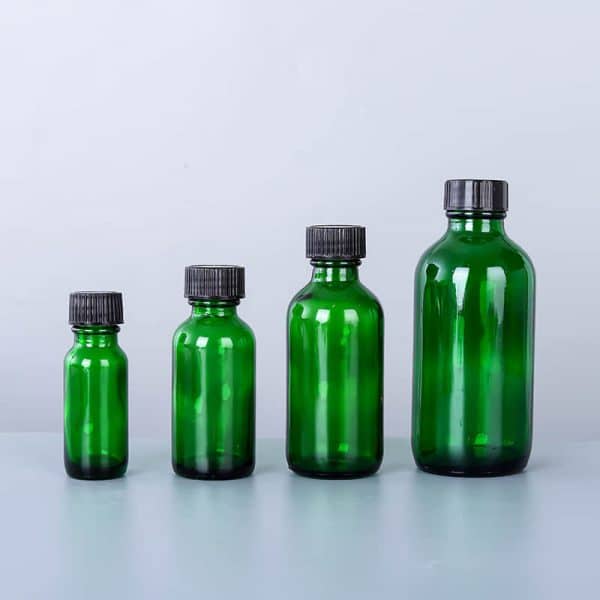 Green Boston Round Glass Bottle