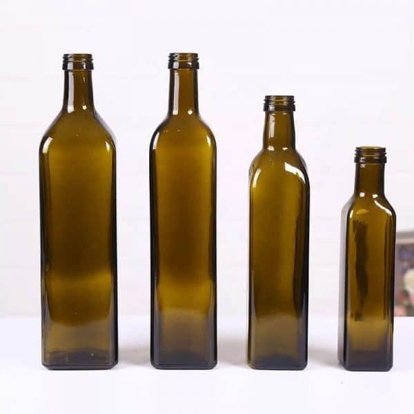 square antique olive oil bottle