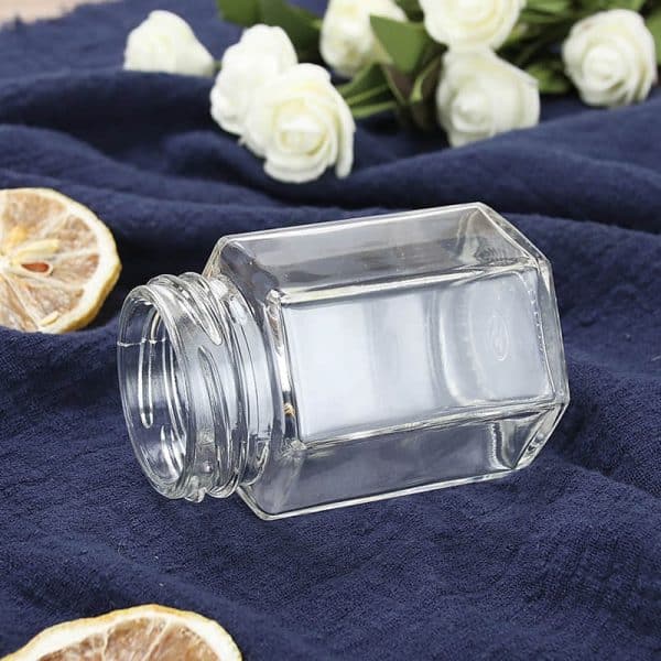 Hexagon Glass Honey Jar