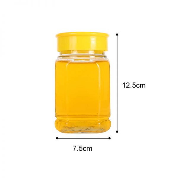 Square Glass Hoeny Jar with Plastic Lid