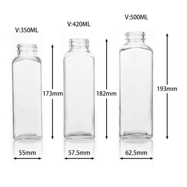 high square glass milk bottle size